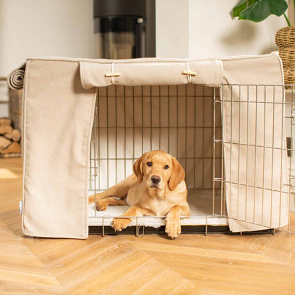 Dog Crate Cover in Natural Herringbone Tweed, view 2