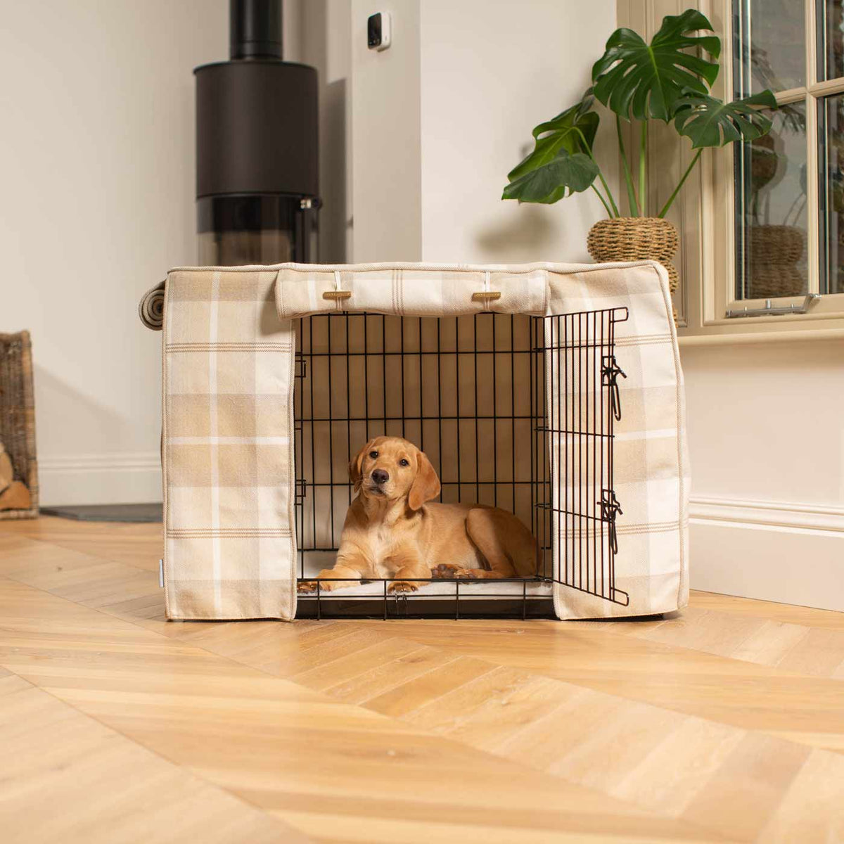 Dog Crate with Crate Cover in Balmoral Natural Tweed, view 3