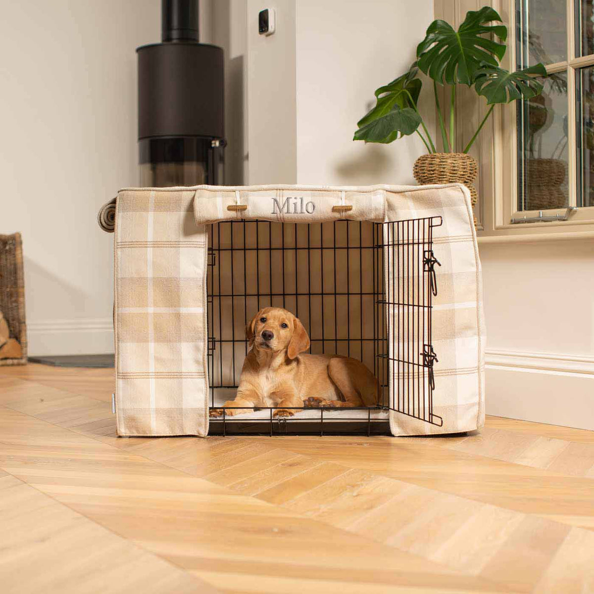 Dog Crate Cover in Balmoral Natural Tweed, view 8