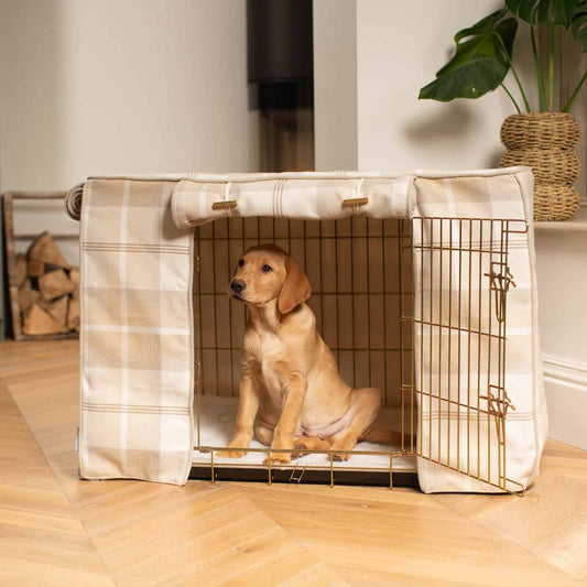 Dog Crate with Crate Cover in Balmoral Natural Tweed