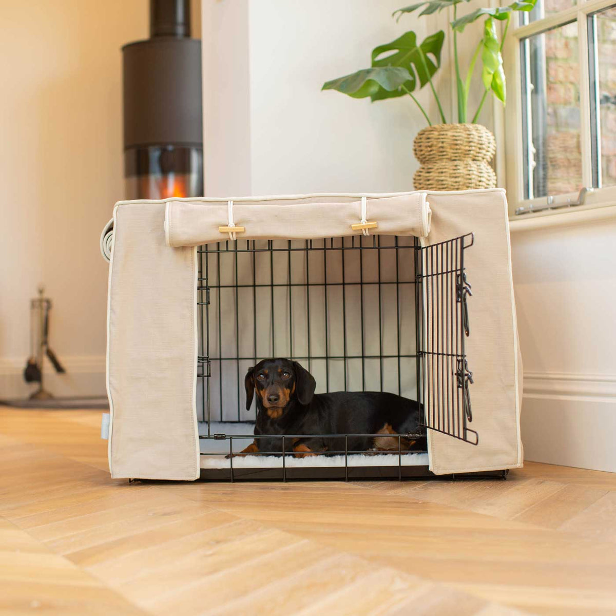 Dog Crate Cover In Savanna Oatmeal, view 4