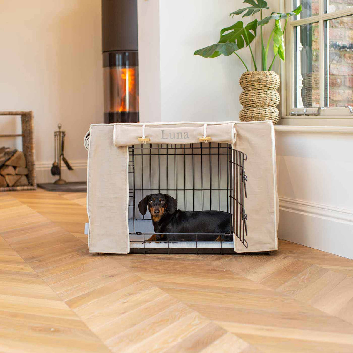 Dog Crate Cover In Savanna Oatmeal, view 8