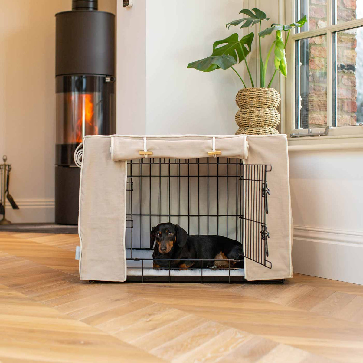Dog Crate Cover In Savanna Oatmeal, view 5