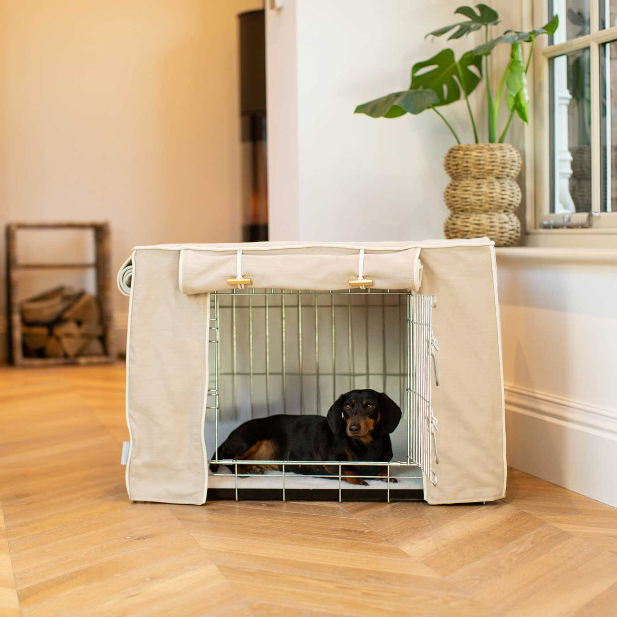 Dog Crate Cover In Savanna Oatmeal, view 3