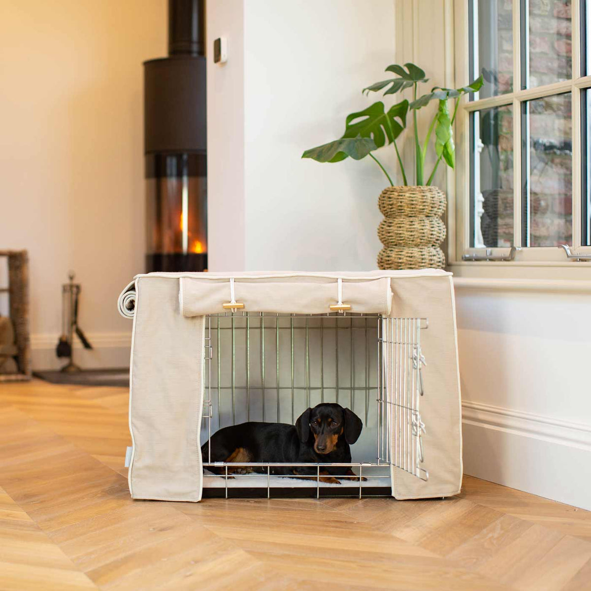 Dog Crate Cover In Savanna Oatmeal, view 2
