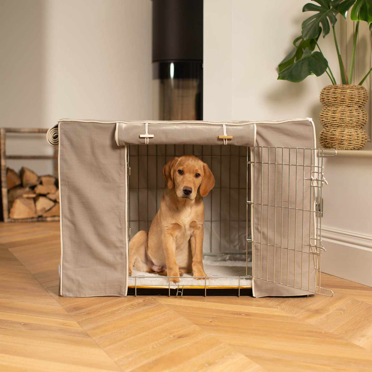 Dog Crate with Crate Cover in Savanna Stone, view 3