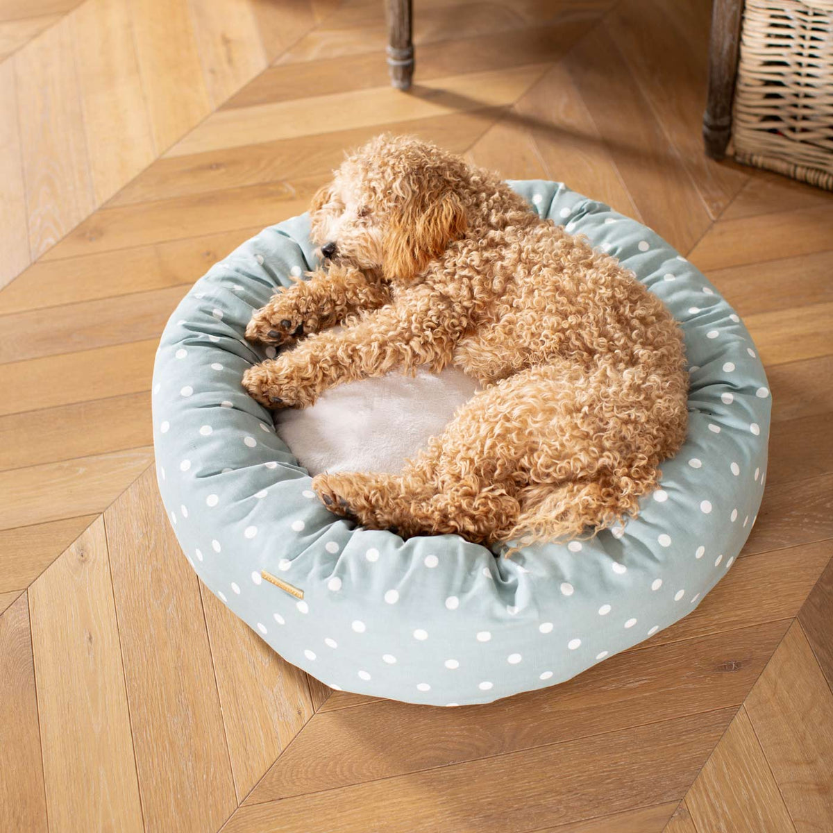 Donut Bed With Removable Covers in Duck Egg Spot, view 2