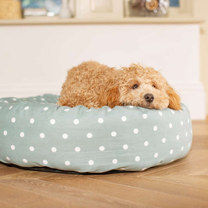 Donut Bed With Removable Covers in Duck Egg Spot, view 5
