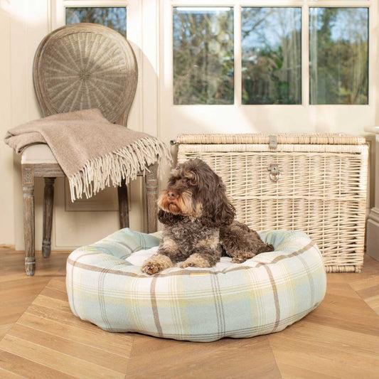 Donut Bed With Removable Covers in Balmoral Duck Egg Tweed
