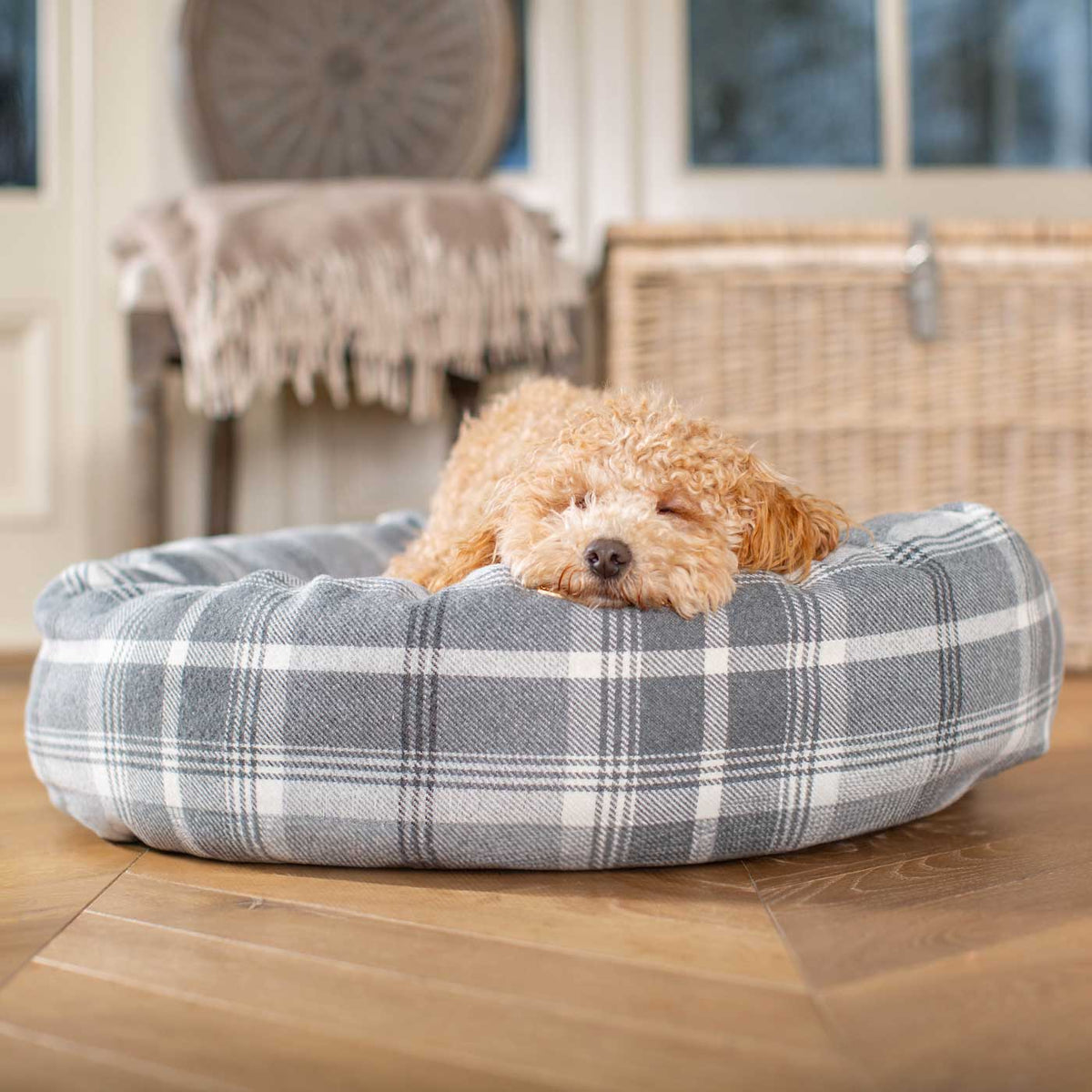 Donut Bed With Removable Covers in Balmoral Dove Grey Tweed