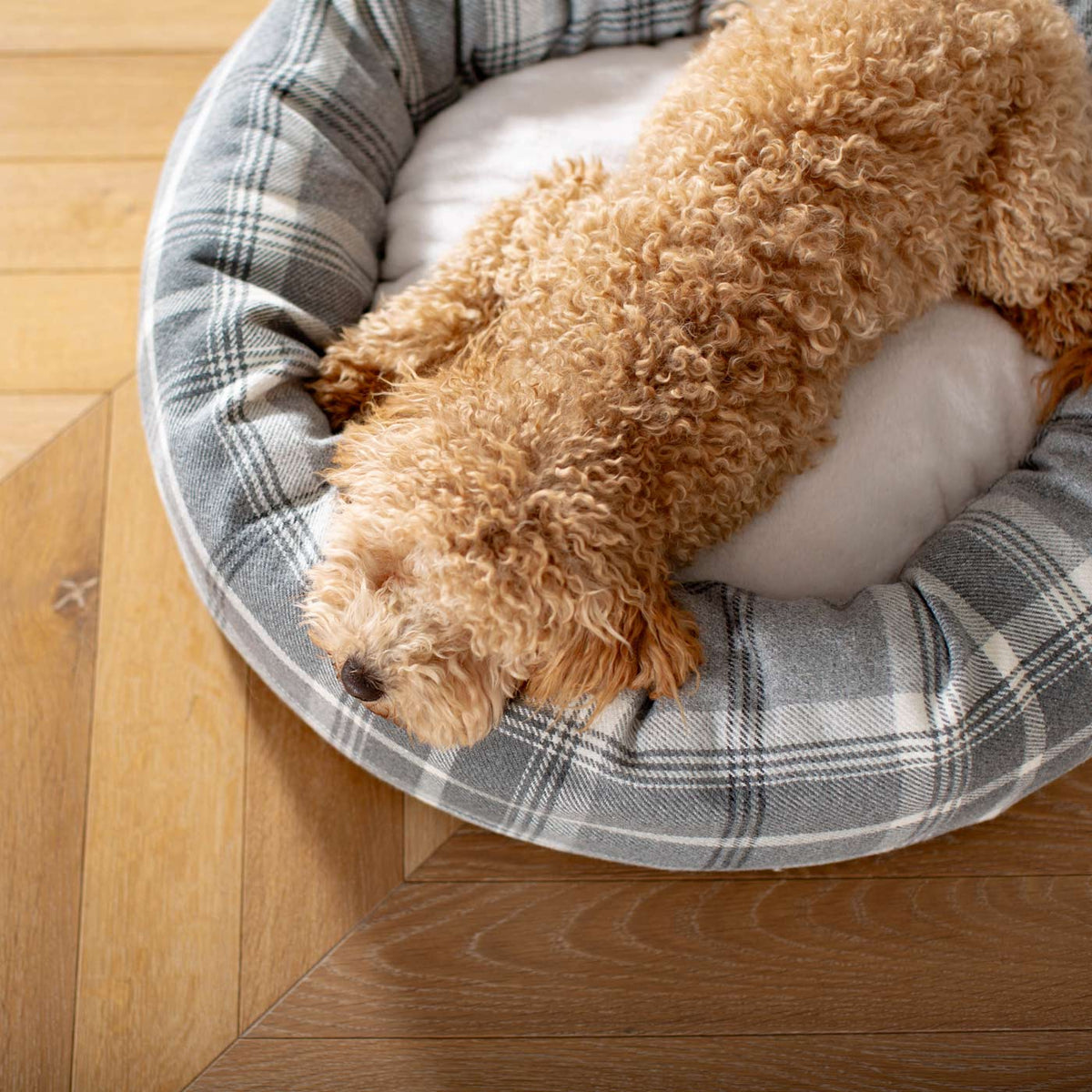 Donut Bed With Removable Covers in Balmoral Dove Grey Tweed, view 4