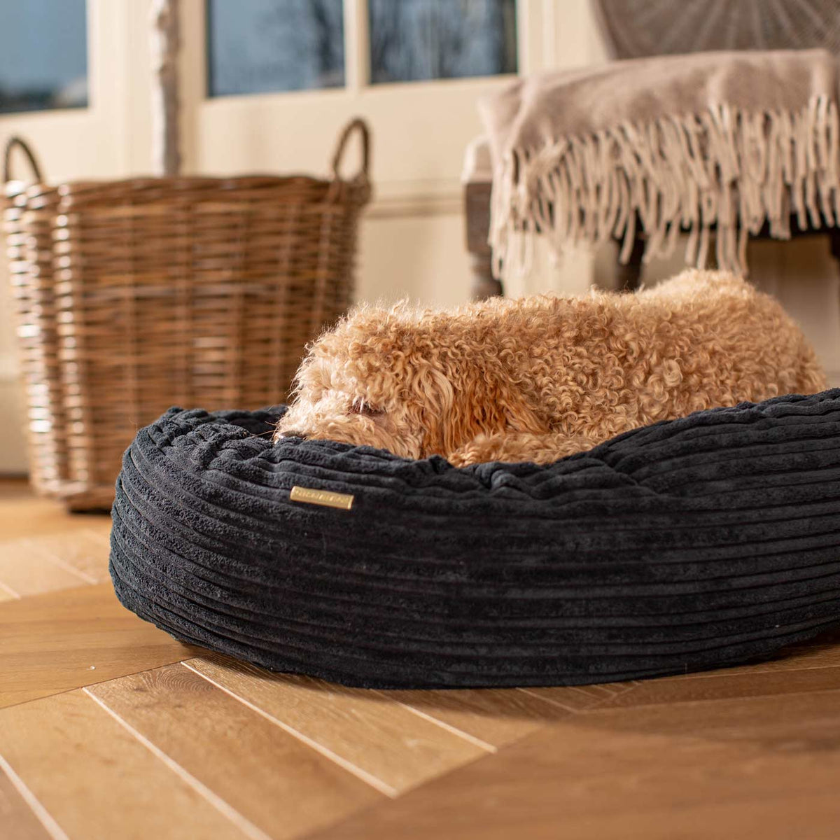 Donut Bed With Removable Covers in Navy Essentials Plush, view 3
