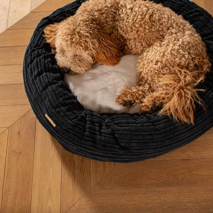 Donut Bed With Removable Covers in Navy Essentials Plush, view 5