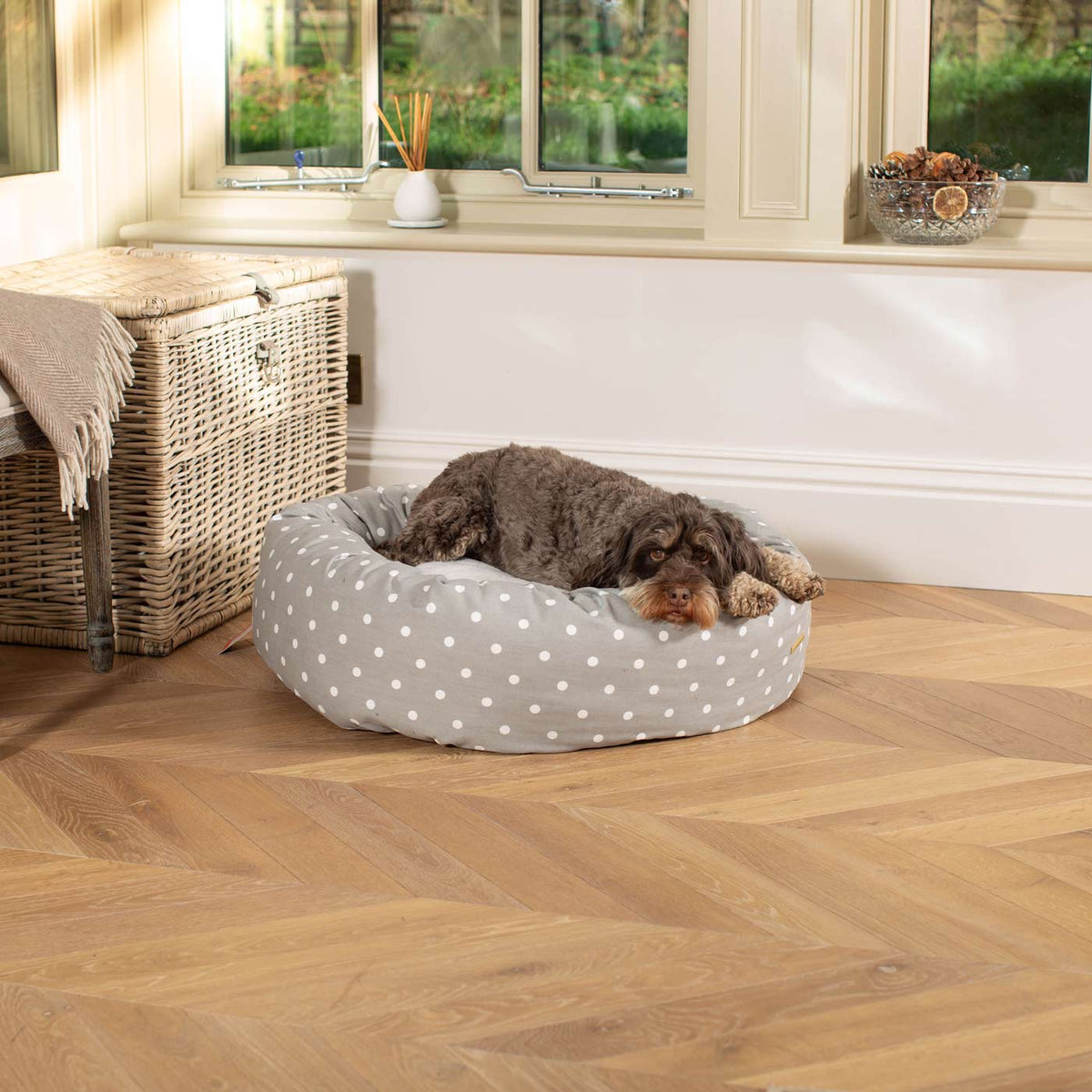 Donut Bed With Removable Covers in Grey Spot, view 3