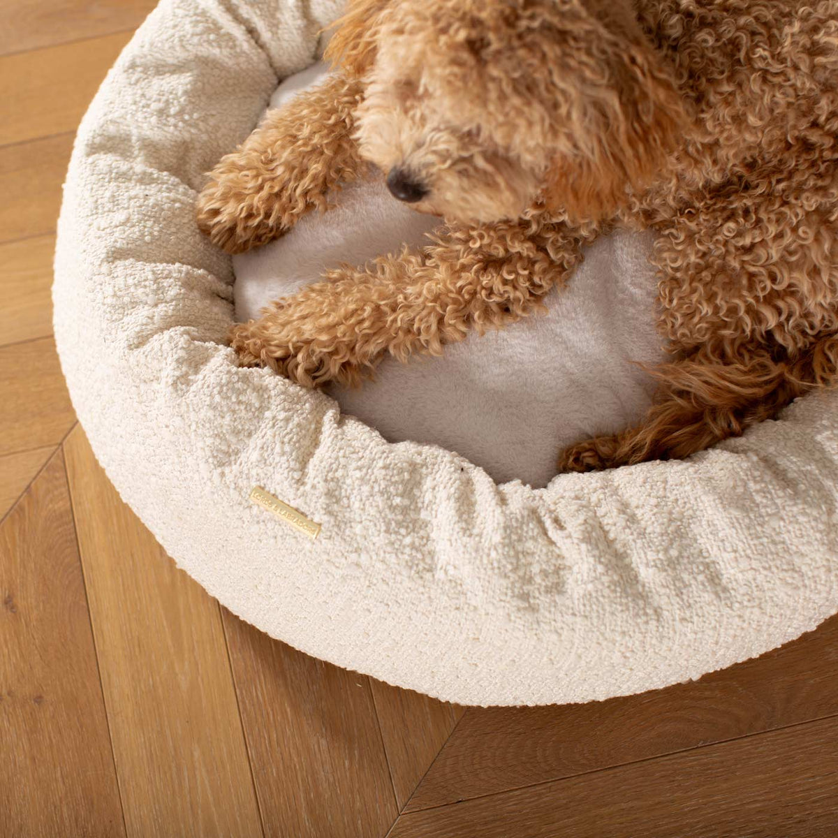 Donut Bed With Removable Covers in Ivory Bouclé