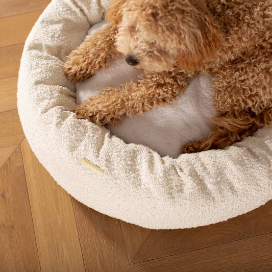 Donut Bed With Removable Covers in Ivory Bouclé