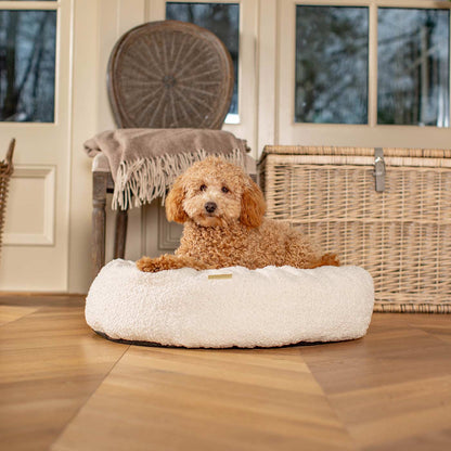Donut Bed With Removable Covers in Ivory Bouclé, view 4