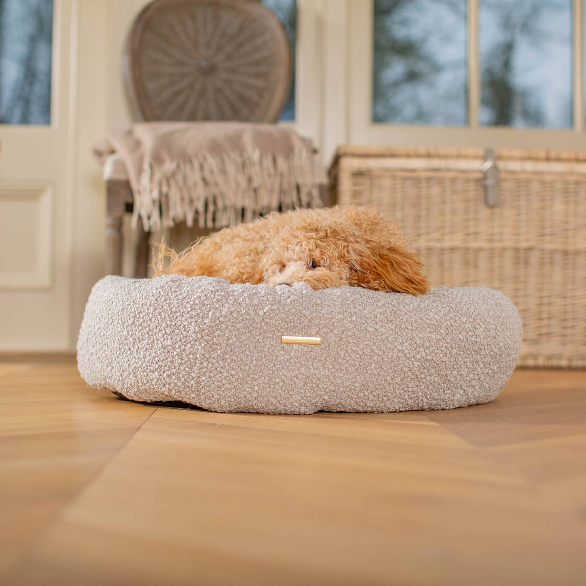 Donut Bed With Removable Covers in Mink Bouclé, view 2