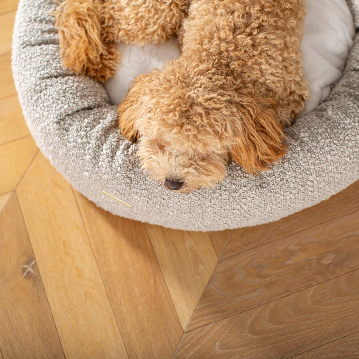 Donut Bed With Removable Covers in Mink Bouclé, view 4