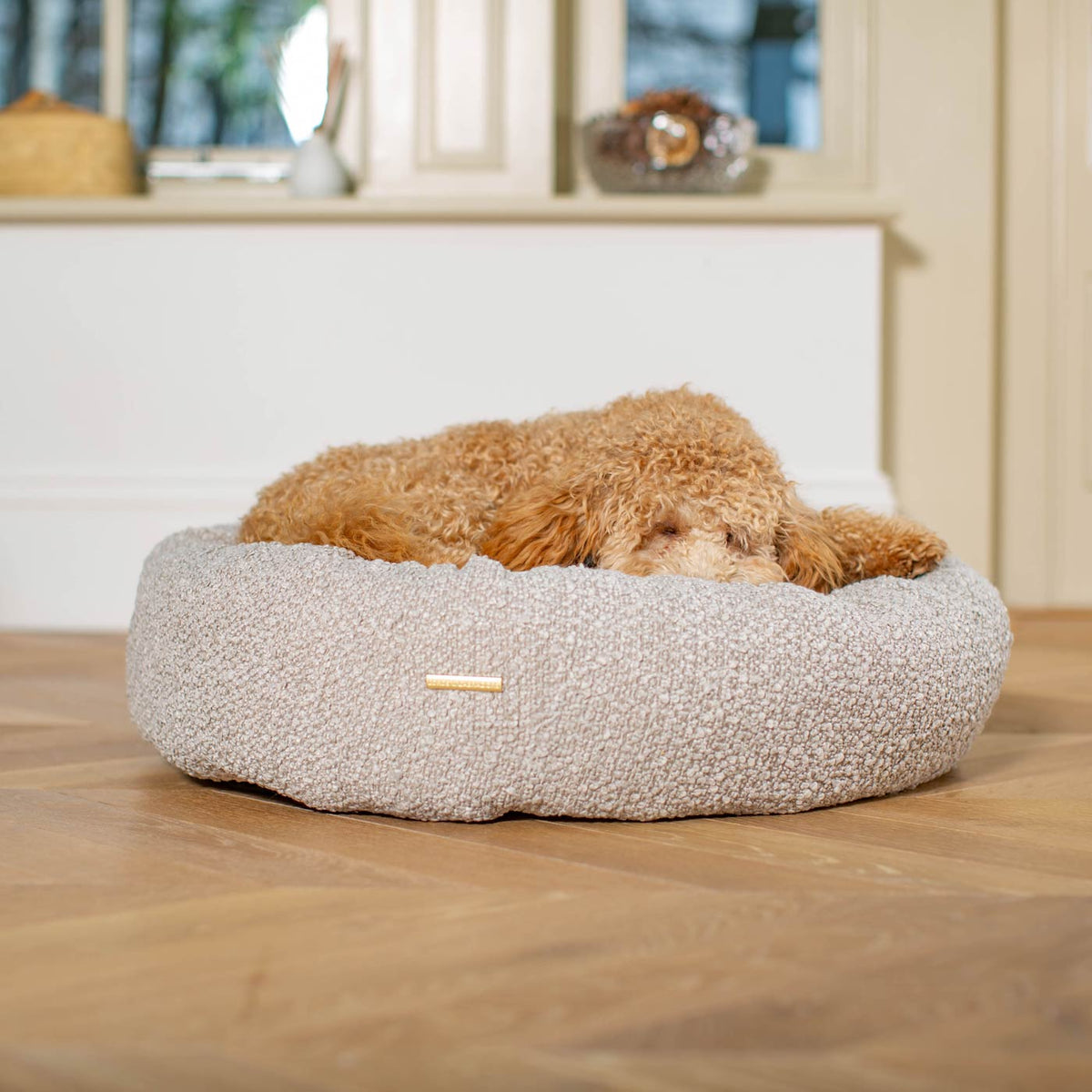 Donut Bed With Removable Covers in Mink Bouclé, view 5