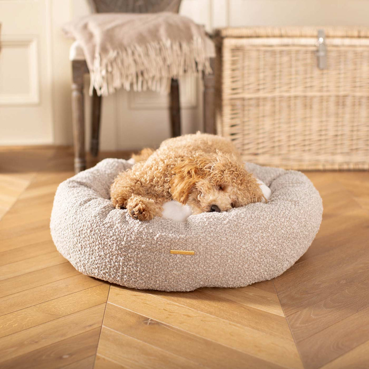 Donut Bed With Removable Covers in Mink Bouclé, view 6