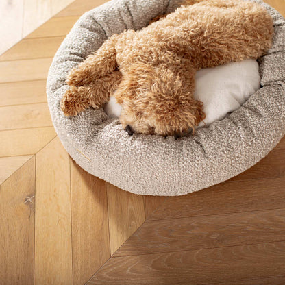 Donut Bed With Removable Covers in Mink Bouclé, view 7