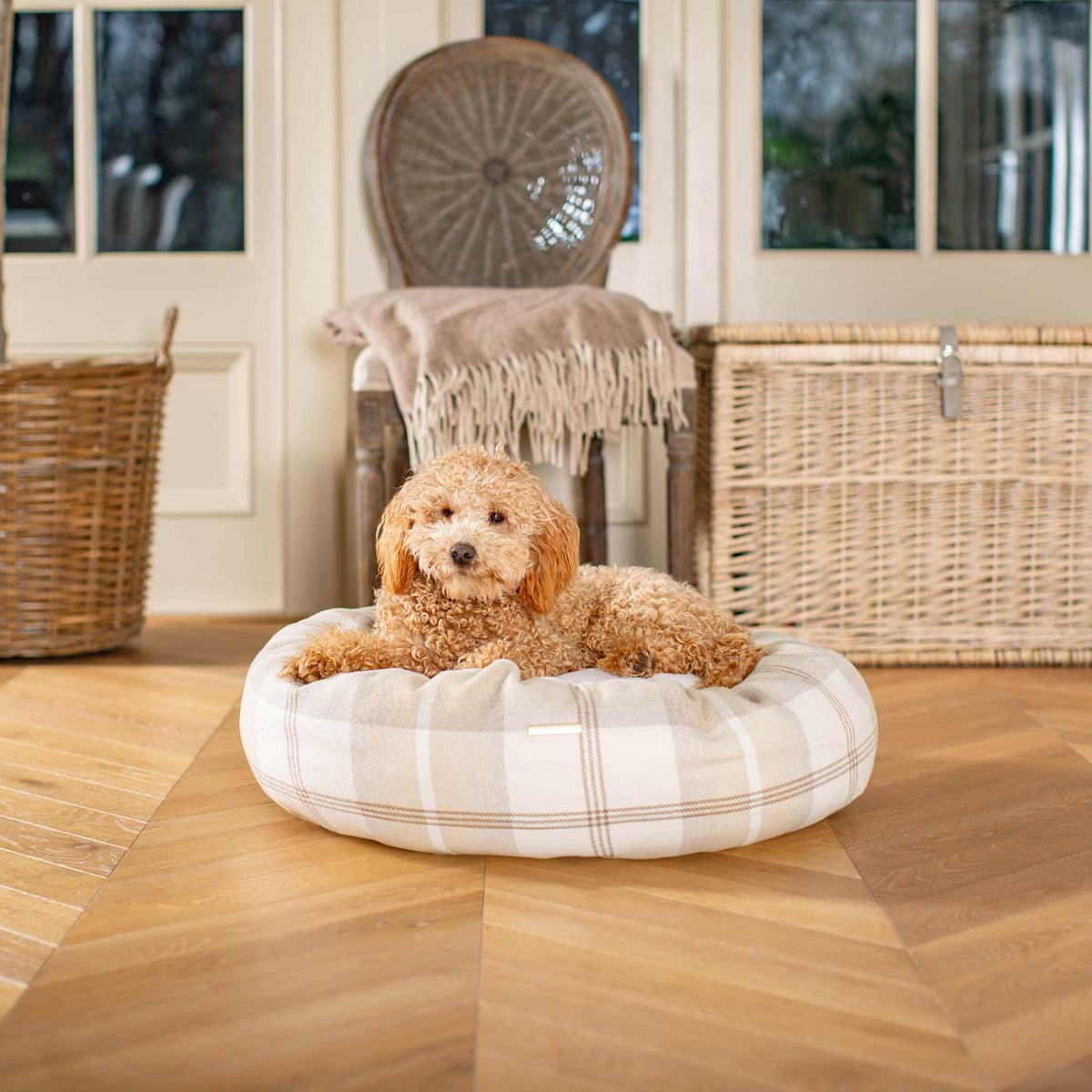 Donut Bed With Removable Covers in Balmoral Natural Tweed, view 4
