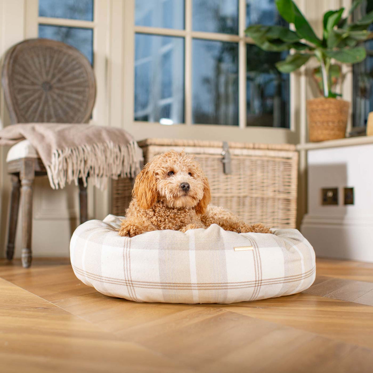 Donut Bed With Removable Covers in Balmoral Natural Tweed, view 5