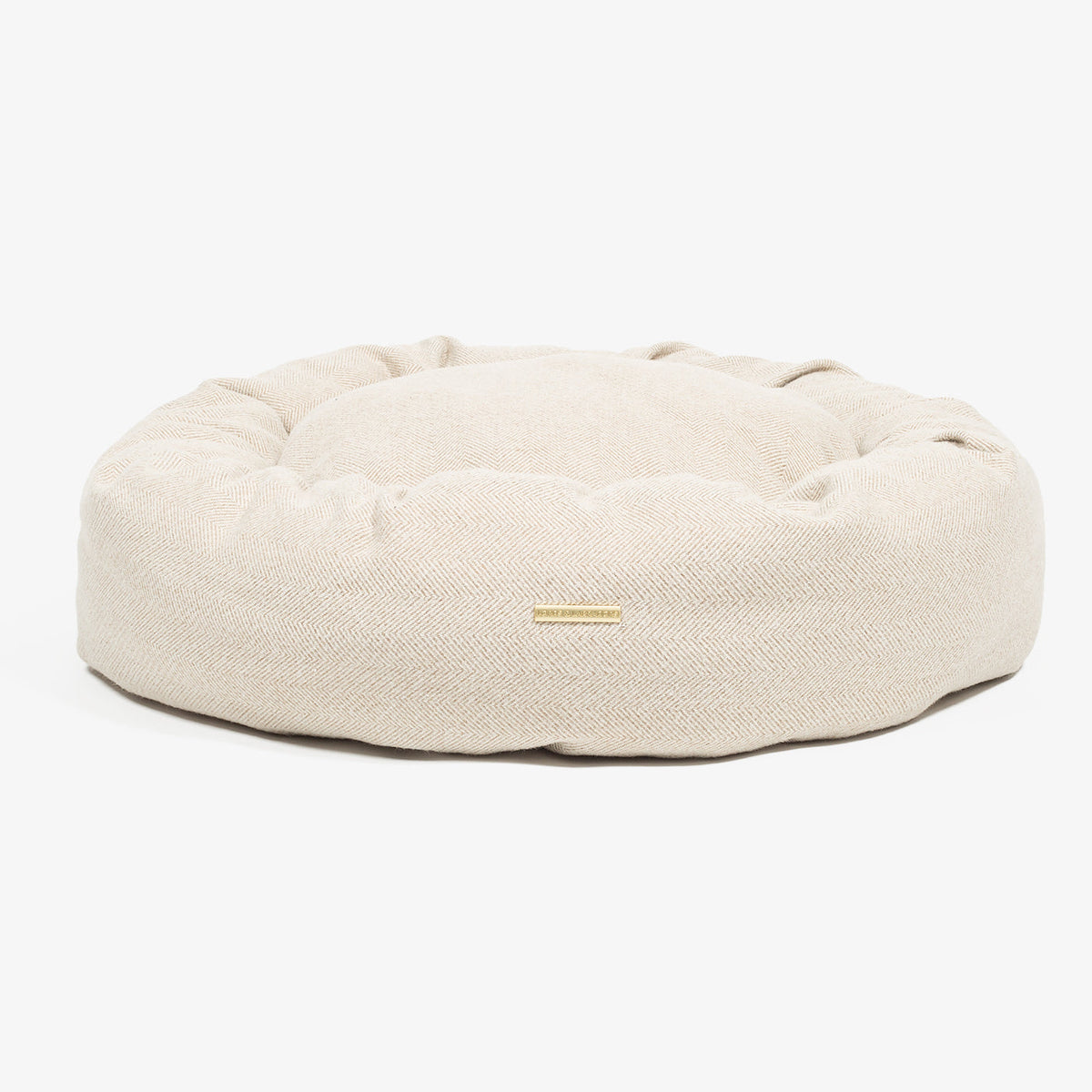 Donut Bed With Removable Covers in Natural Herringbone Tweed, view 6