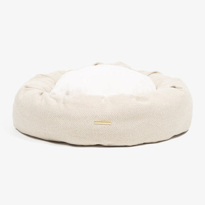 Donut Bed With Removable Covers in Natural Herringbone Tweed, view 7