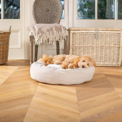 Donut Bed With Removable Covers in Natural Herringbone Tweed, view 2