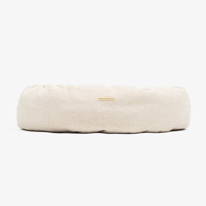 Donut Bed With Removable Covers in Natural Herringbone Tweed, view 9