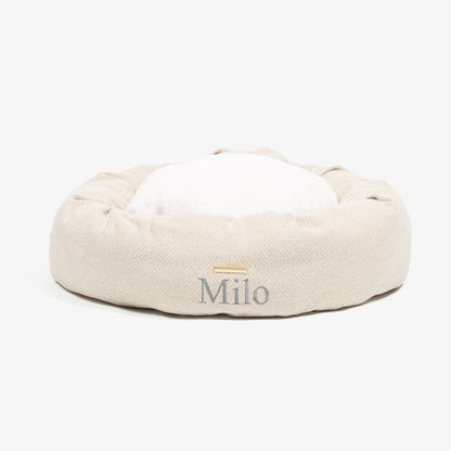 Donut Bed With Removable Covers in Natural Herringbone Tweed, view 10
