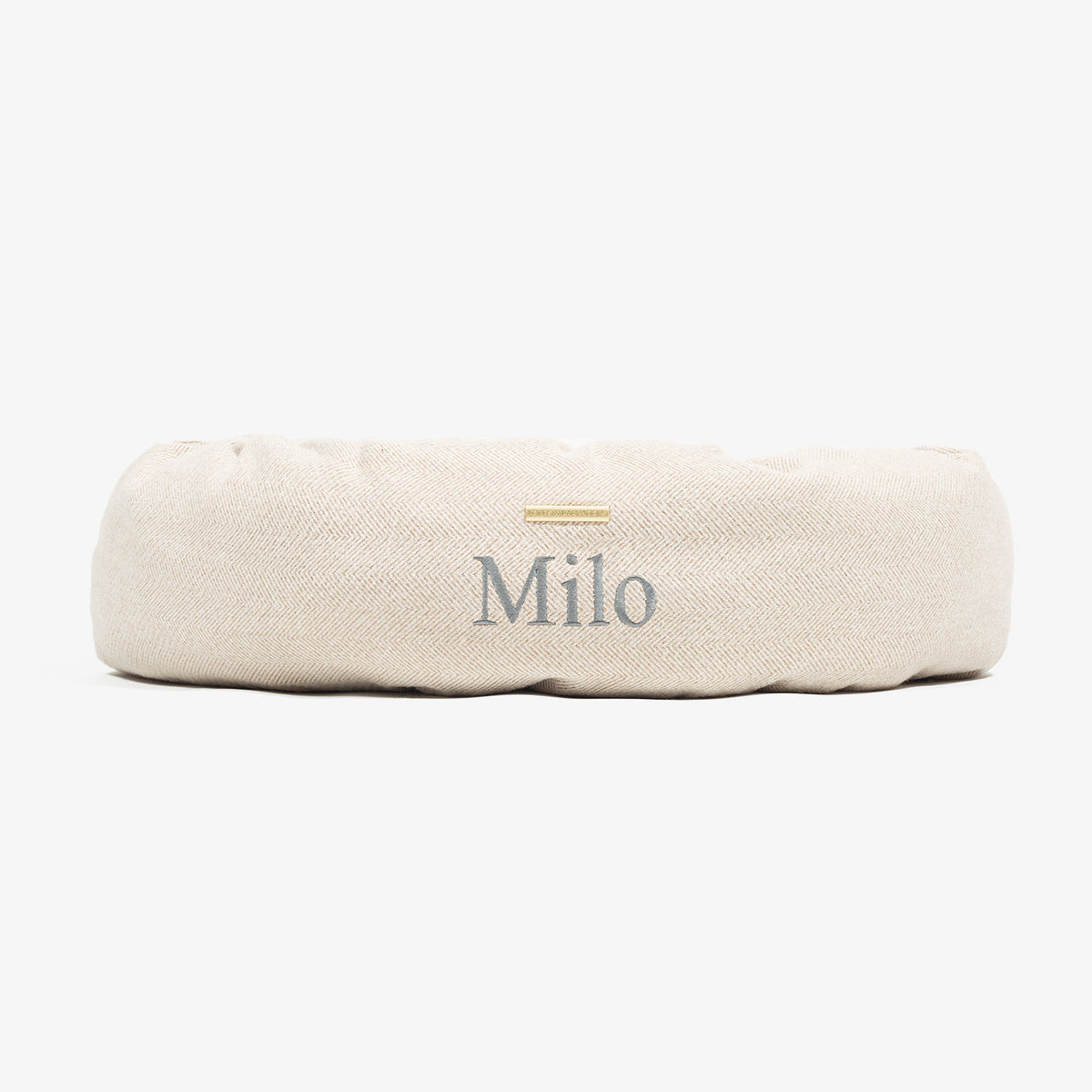Donut Bed With Removable Covers in Natural Herringbone Tweed, view 11