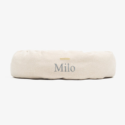 Donut Bed With Removable Covers in Natural Herringbone Tweed, view 11
