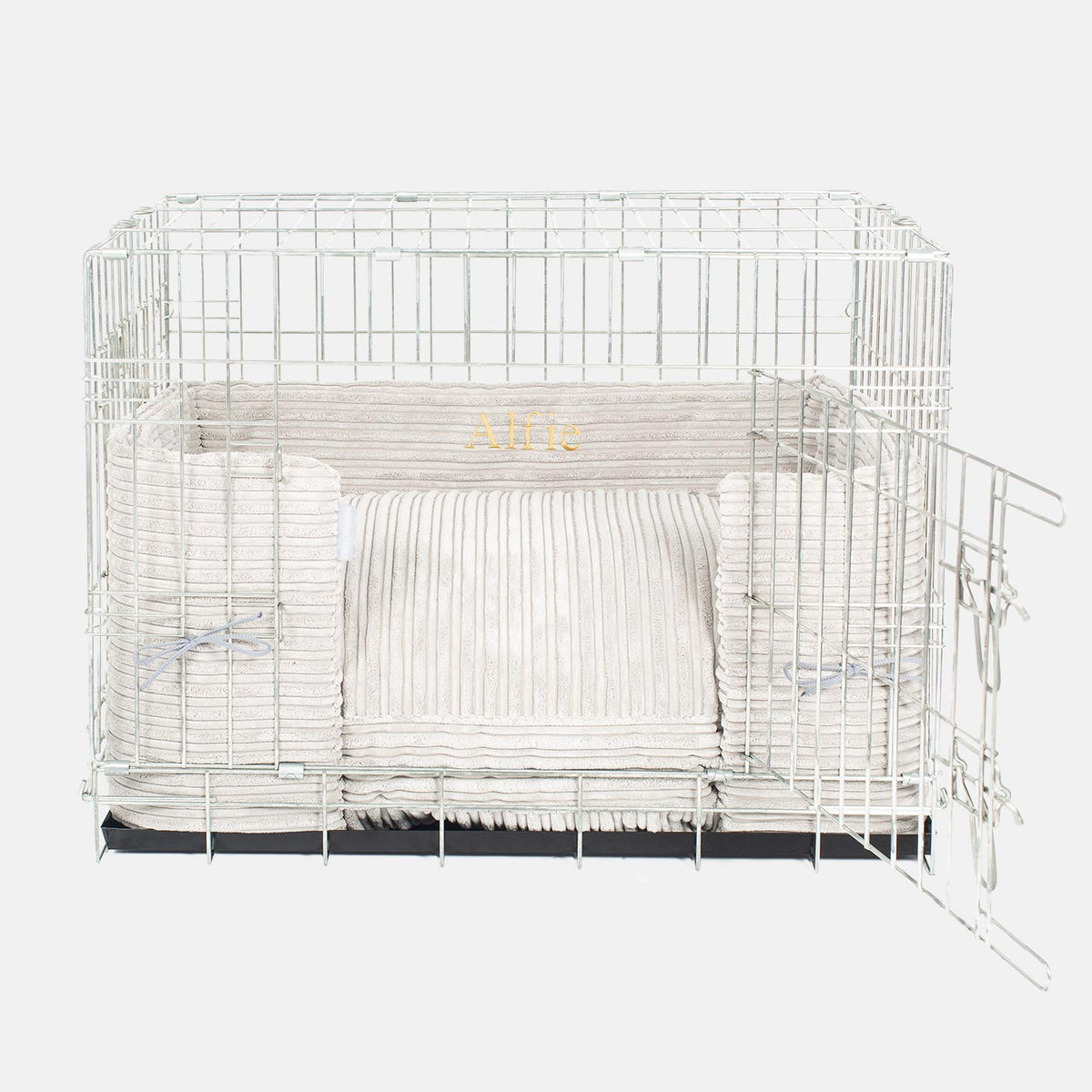Dog Crate Bumper in Light Grey Essentials Plush, view 5