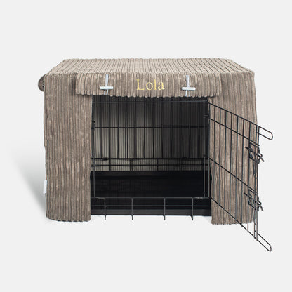 Dog Crate Cover in Dark Grey Essentials Plush, view 4
