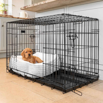 Cosy & Calming Puppy Crate Bed With Removable Covers in Light Grey Essentials Plush, view 4