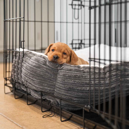 Cosy & Calming Puppy Crate Bed With Removable Covers in Dark Grey Essentials Plush