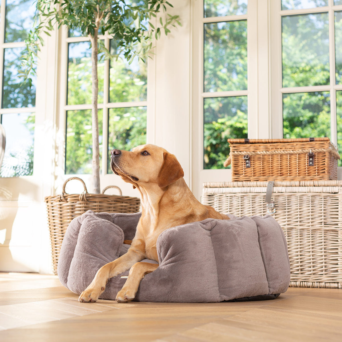 High Wall Bed With Removable Covers in Calming Anti-Anxiety Fawn Faux Fur, view 4
