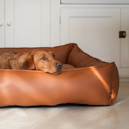 Box Bed With Removable Covers in Rhino Tough Ember Faux Leather, view 4