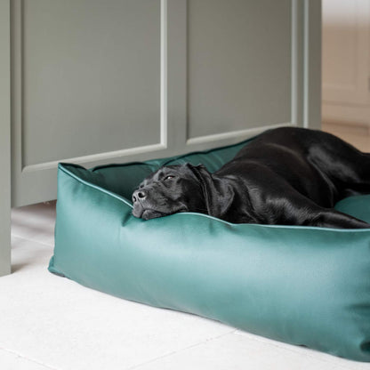 Box Bed With Removable Covers in Rhino Tough Forest Faux Leather, view 5