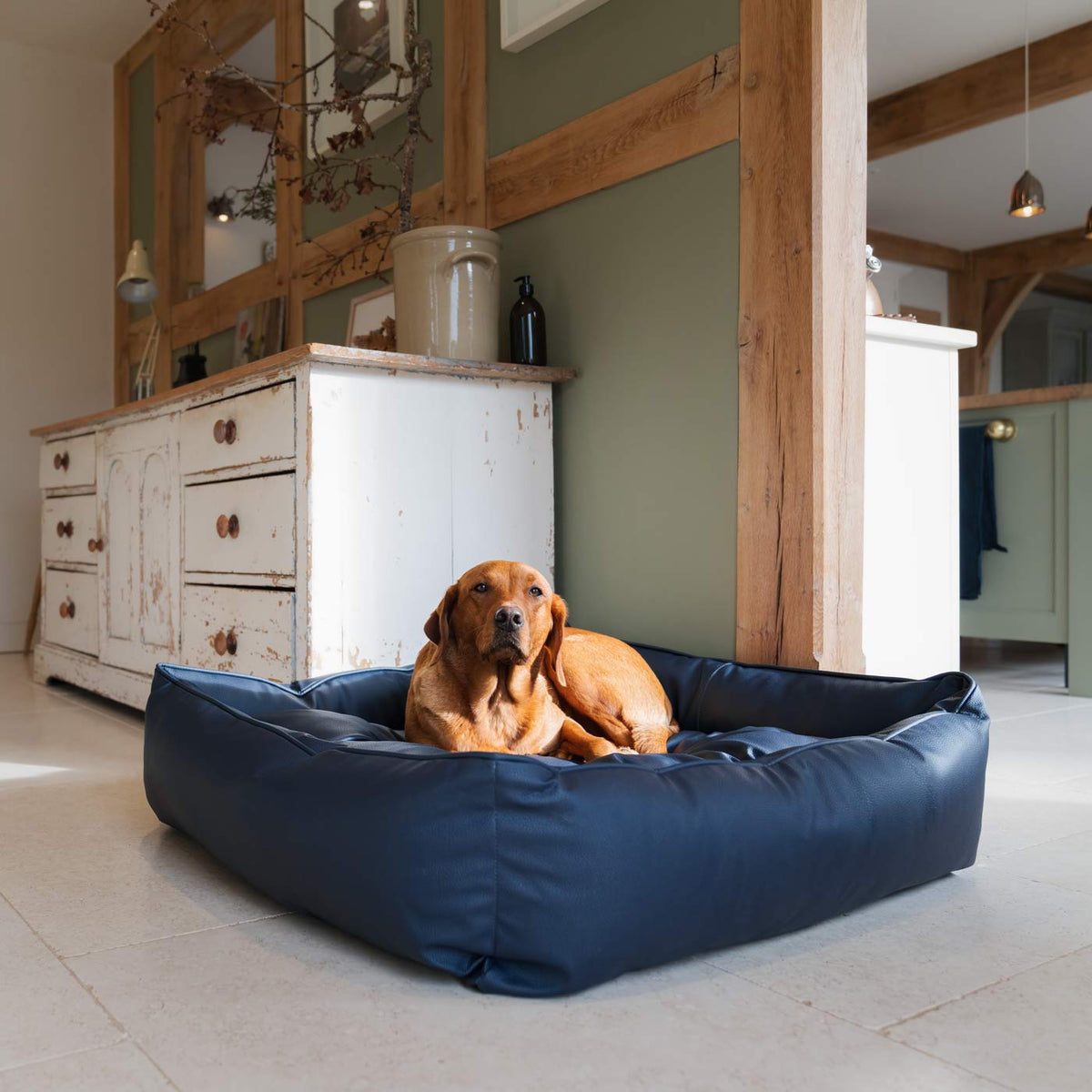 Box Bed With Removable Covers in Rhino Tough Pacific Faux Leather, view 5