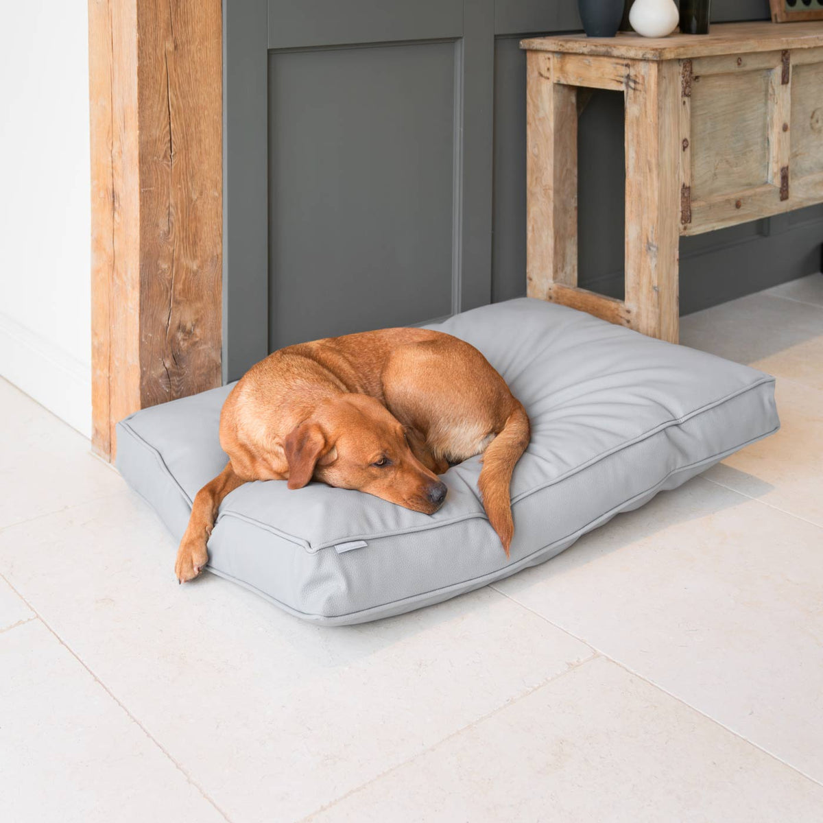 Dog Cushion With Removable Cover in Rhino Tough Granite Faux Leather, view 3
