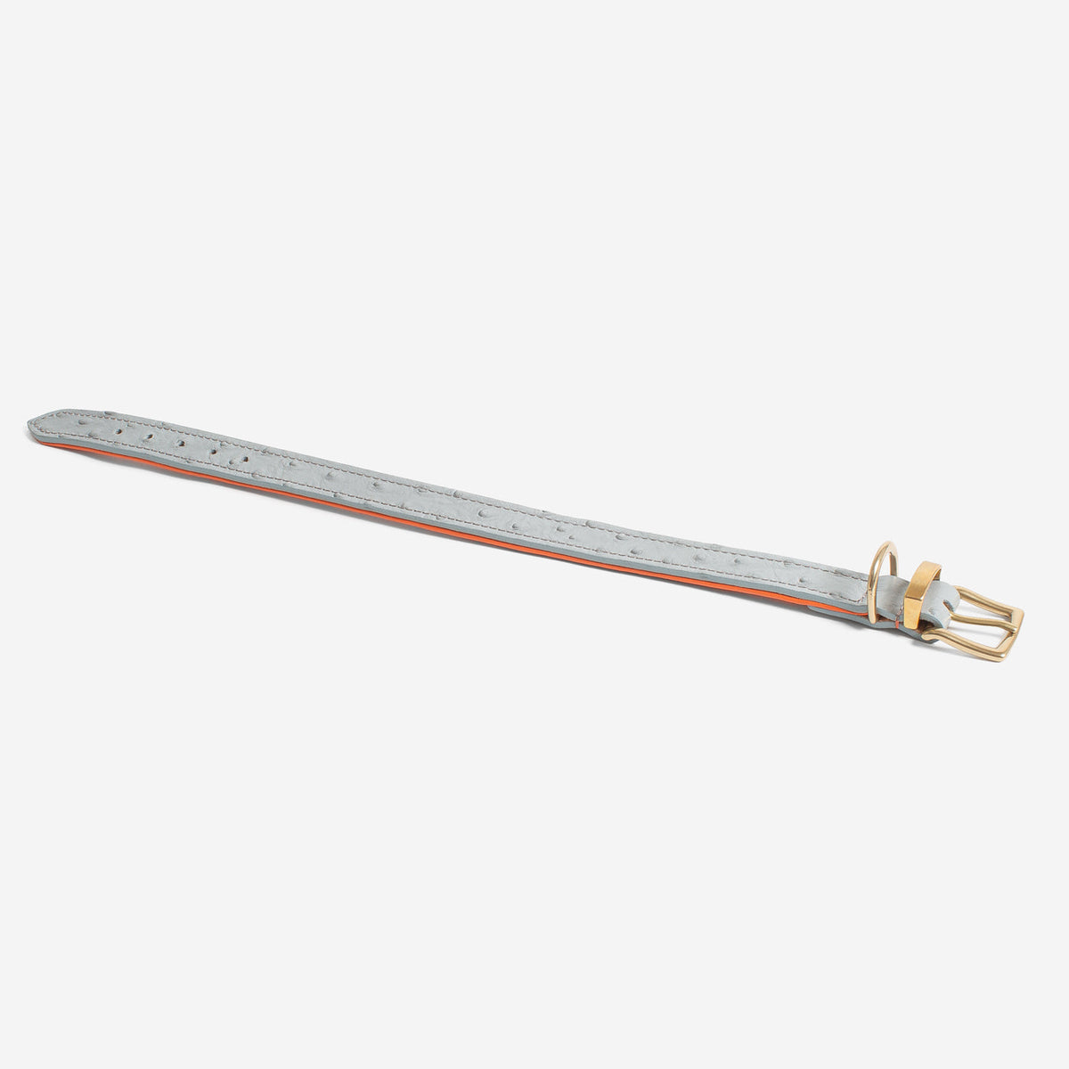 Ostrich Leather Dog Collar in Grey & Orange, view 9