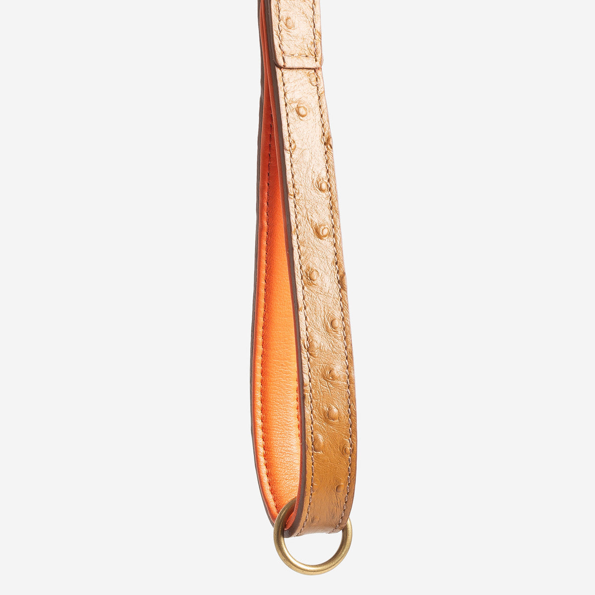 Ostrich Leather Dog Lead in Tan & Orange, view 6