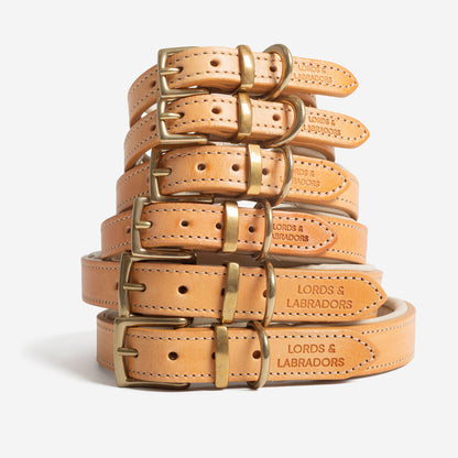 Italian Padded Leather Dog Collar in Tan & Cream, view 6