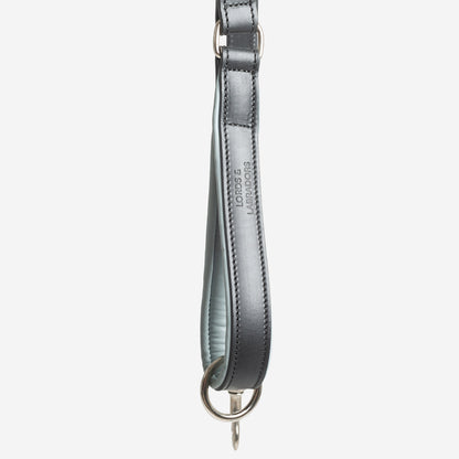 Italian Padded Leather Dog Lead in Black & Grey, view 6