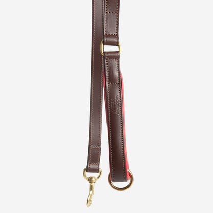 Italian Padded Leather Dog Lead in Brown & Red, view 5