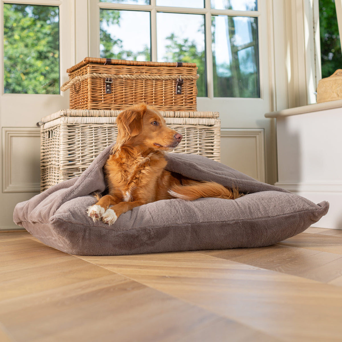Sleepy Burrows Bed With Removable Cover in Calming Anti-Anxiety Fawn Faux Fur, view 5